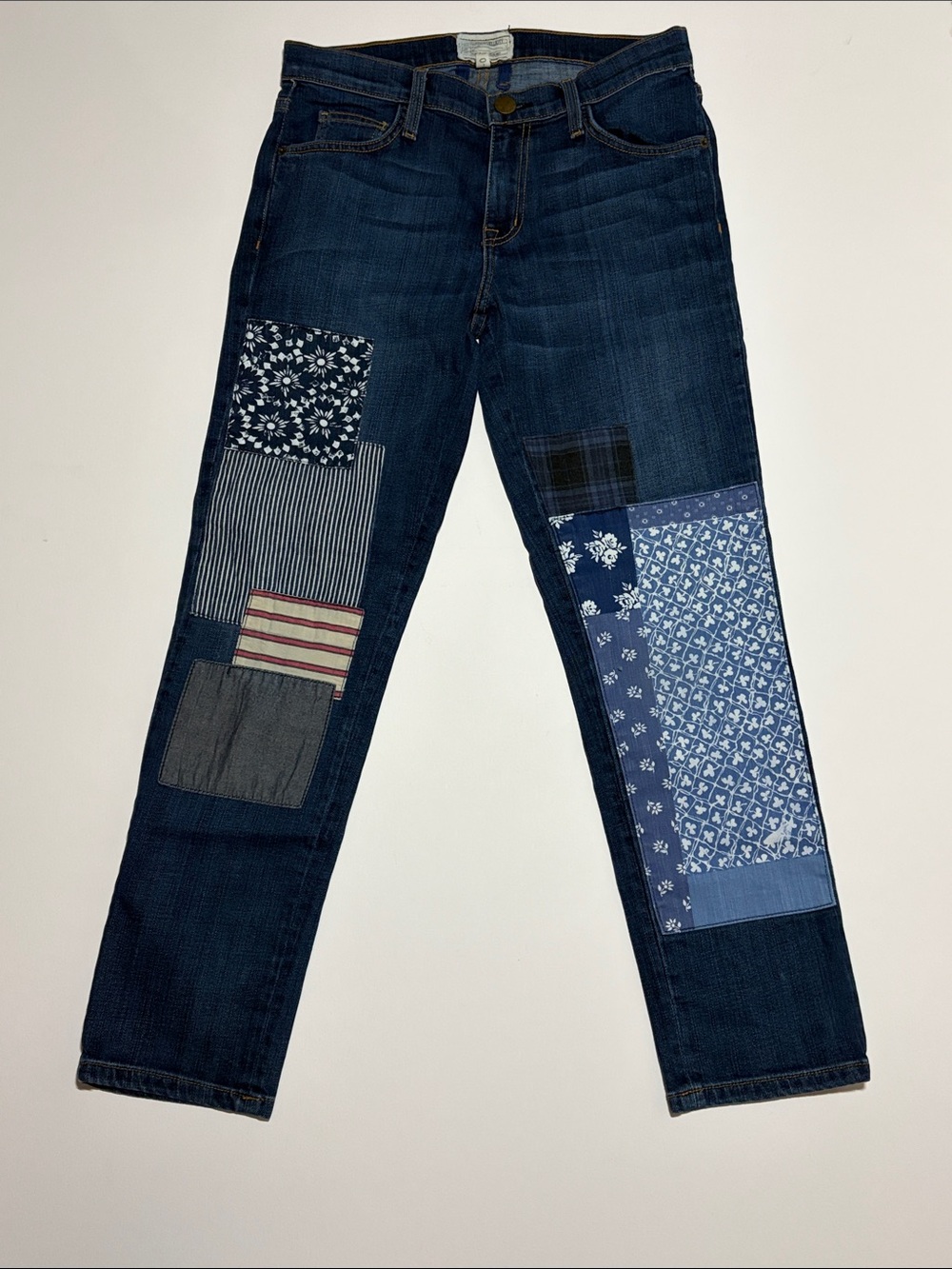 Current/Elliott The Fling Patchwork Boyfriend Jeans Size 25